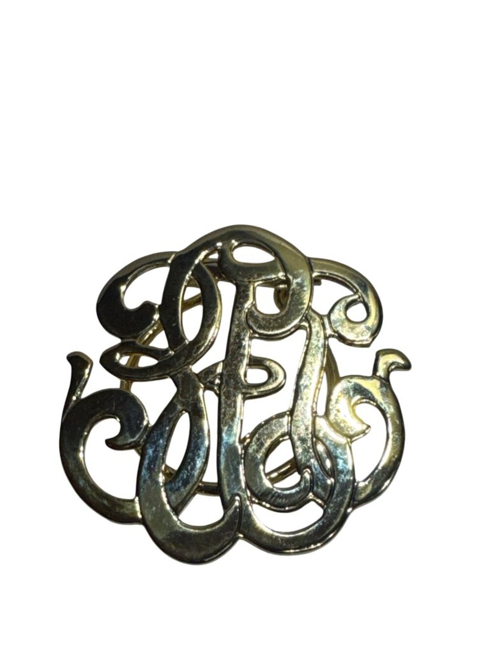 Vintage Gold-Tone Monogram Scarf Clip Elegant Design Retro Classic Timeless